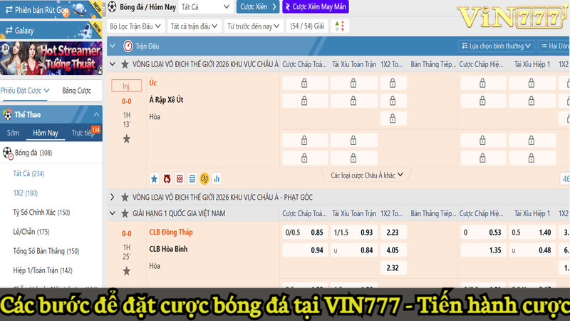 Các bước để đặt cược bóng đá tại VIN777 - Tiến hành cược