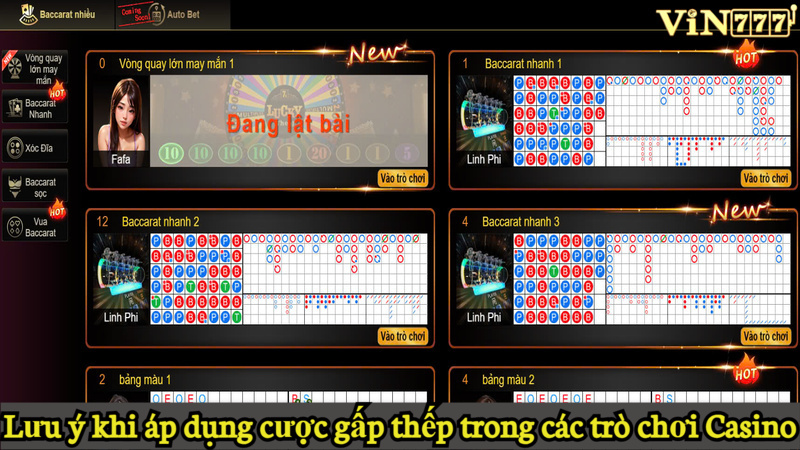 Lưu ý khi áp dụng cược gấp thếp trong các trò chơi Casino